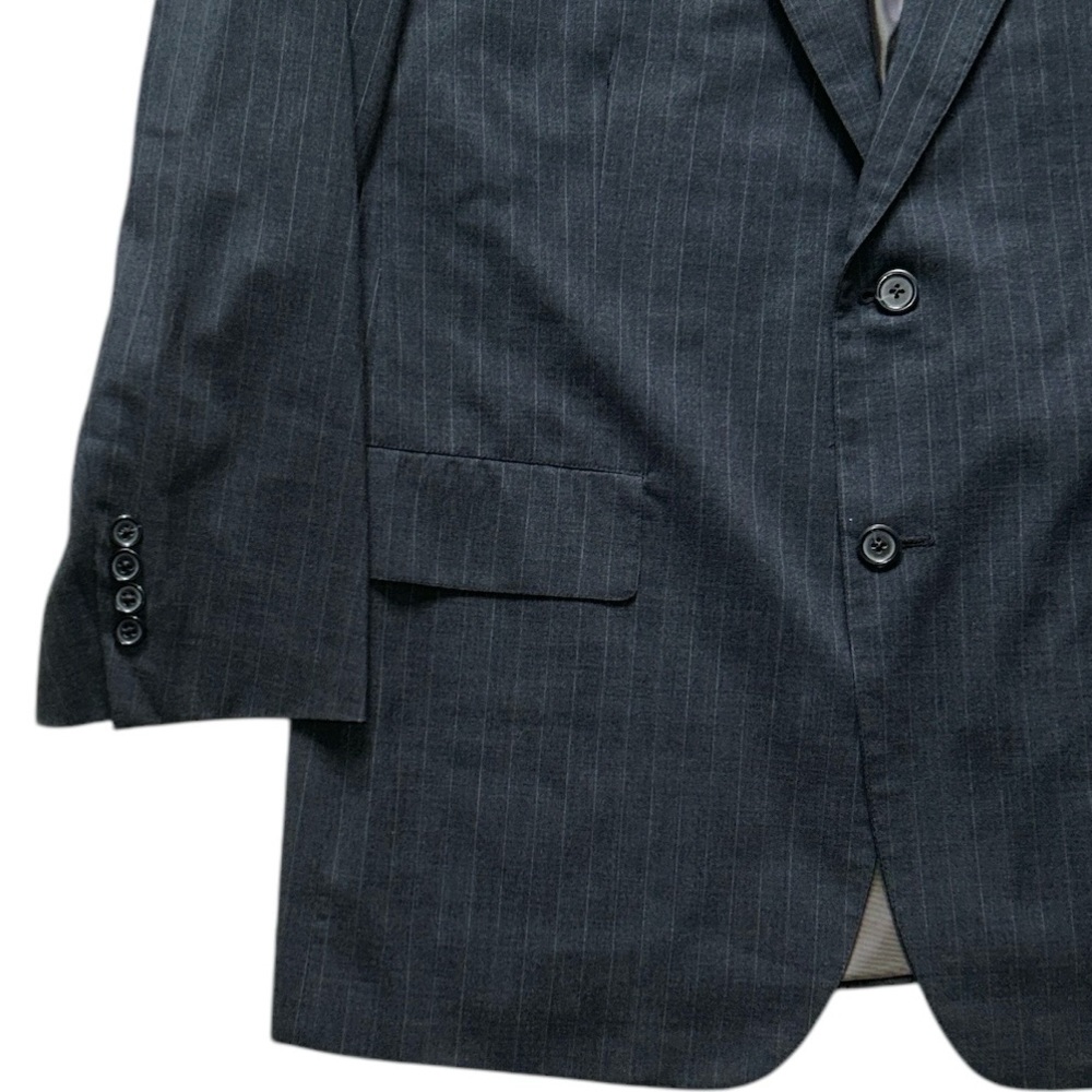 BROOKS BROTHERS Brooksease Blazer Jacket Dark Gray Pinstripe 100% Wool 44R - Picture 2 of 6